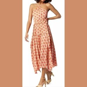 Joie Sloane Size 8 Halter Neck Maxi Dress Flowy Tiered Floral Boho Beach Summer
